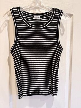 LNA Clothing Black and White Striped Ribbed Tank Top